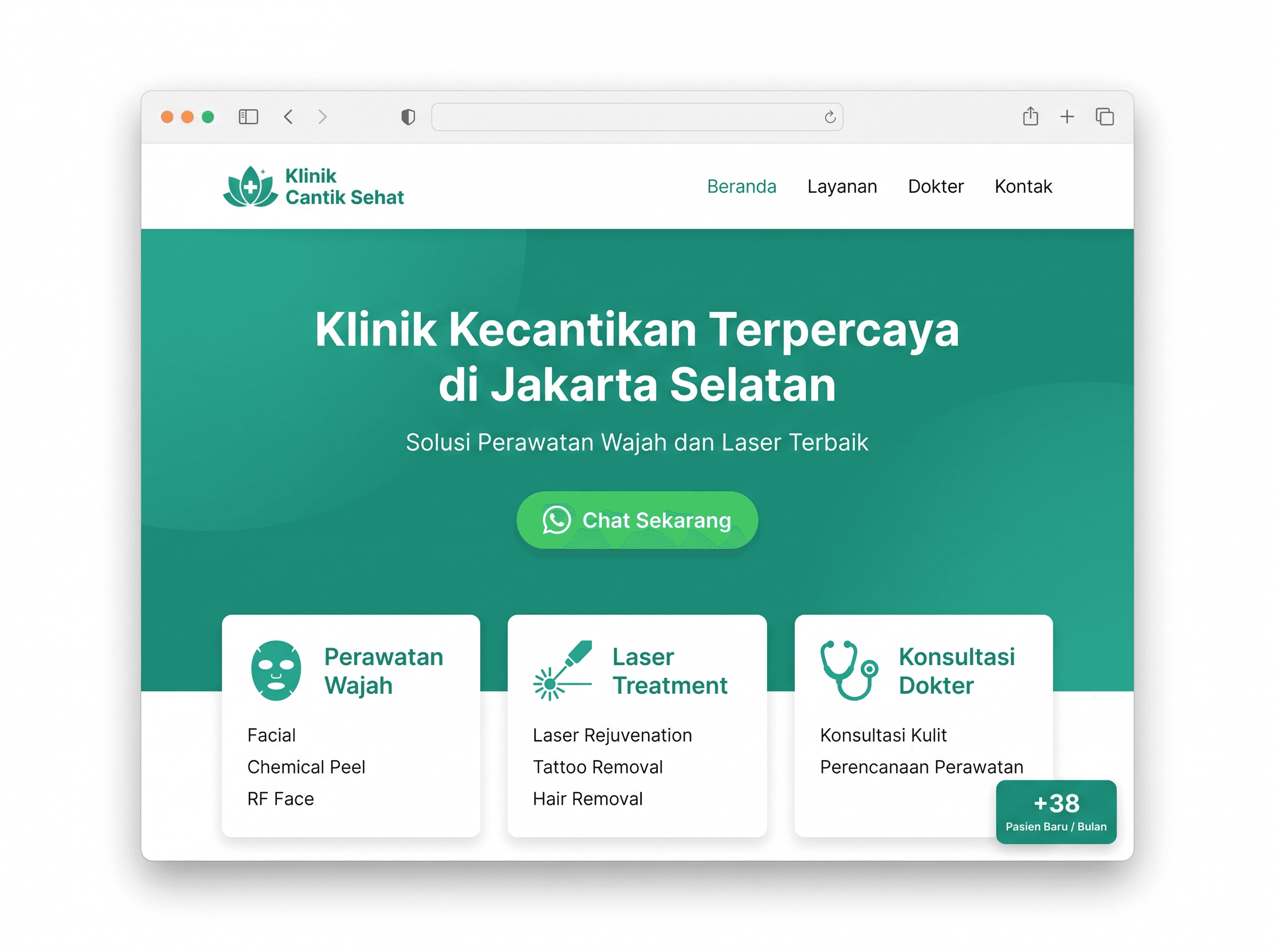 Klinik Cantik Sehat website